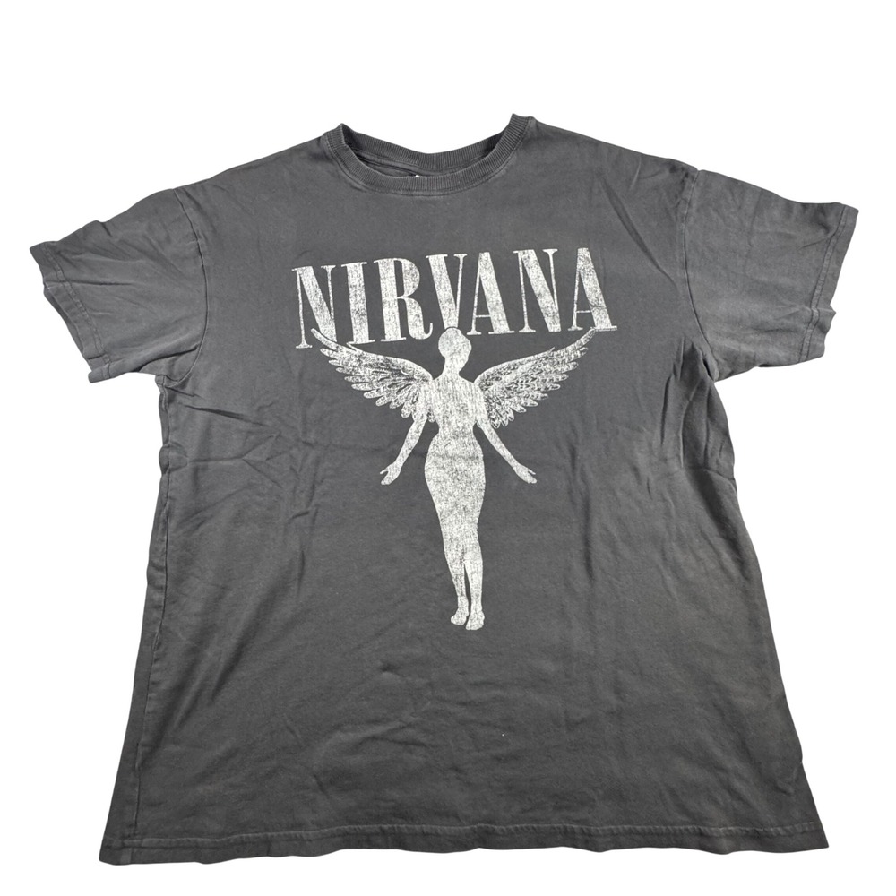H&M Nirvana T-Shirt Mens Large Gray In Utero Angel Graphic Tee Grunge Streetwear - Picture 2 of 6